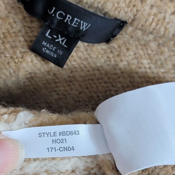 J Crew Sweater Womens L/XL Brown Relaxed Half Zip in Geometric Knit BD643 - Picture 13 of 13